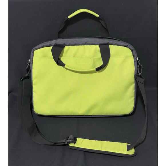 Eddie Bauer Messenger Laptop Bag Nylon Canvas Commuter Padded - Lime Green - Picture 3 of 7